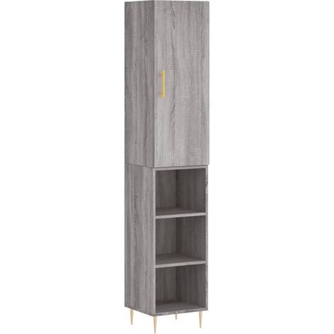 Buffet bahut commode armoire meuble de rangement organisateur cuisine salle de séjour salon haut sonoma 34,5 x 34 x 180 cm bois d'ingénierie gris
