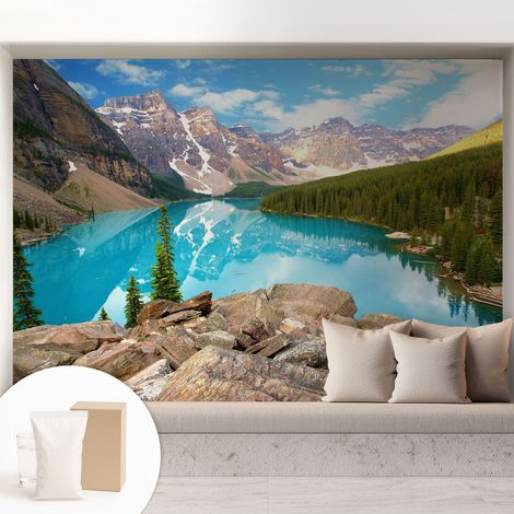 Newroom Tapete Dekorative Vliestapete mit Kleber Modern für Wohnzimmer Schlafzimmer Blauer See 208x146 cm (1/5)