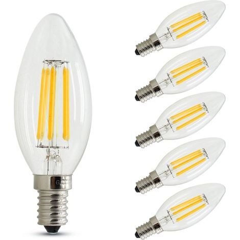 Ampoule E14 Bougie à Intensité Variable Flamme,4W Equivalence Incandescence 40W,Blanc Chaud(2700K),400lm,Lot de 6 [Classe énergétique A+], (1/4)