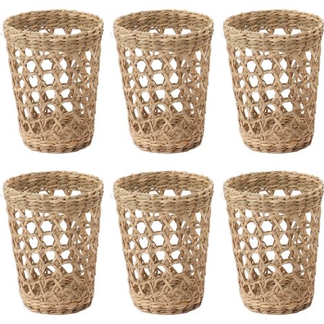 Lot de 6 porte-gobelets tissés anti-brûlure avec paille creuse, compatibles avec bouteilles en verre, gobelets en plastique et tasses. (1/5)