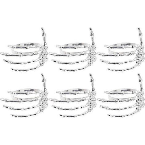 Lot de 6 ronds de serviette décoratifs en alliage, en forme de griffe, pour Halloween, compatibles avec les tables de fête d'Halloween. (1/5)