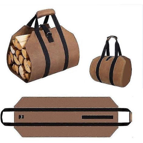 Sac à bûches pour bois de chauffage, 98x47cm (brun) (1/5)