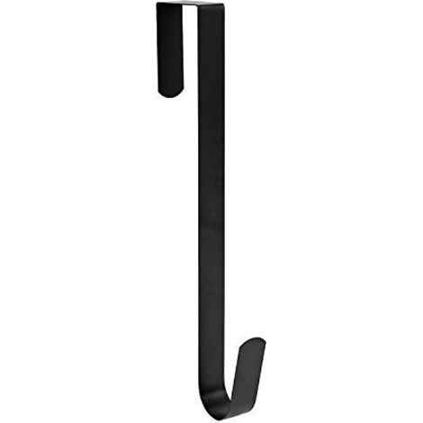 Gancio per ghirlande da porta d'ingresso, 38 cm (15 pollici), gancio per ghirlande da porta in acciaio resistente, gancio per porta (nero, 1 pezzo)