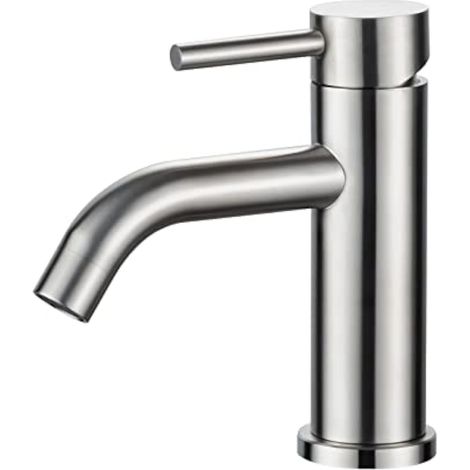 CCYKXA Waschtischmischer - Einhebel-Badezimmerarmatur, Geräuscharme Keramik-Waschtischarmaturen zum Herunterziehen, Edelstahlgehäuse, Grau