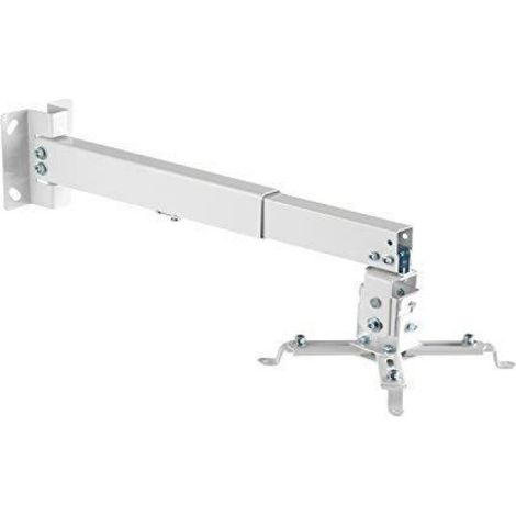 Support Pour Projecteur Mur Plafond - Acier Blanc - Réglable 350 à 560 mm - Inclinaison ±15° Pivotement 16° - Charge Max 20 kg