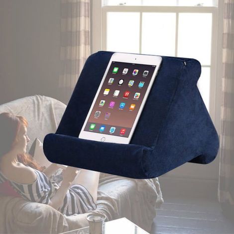 Support coussin pour tablette, support de lecture multi-angles pour iPad, tablette, smartphone, magazines, livres (bleu) (1/4)