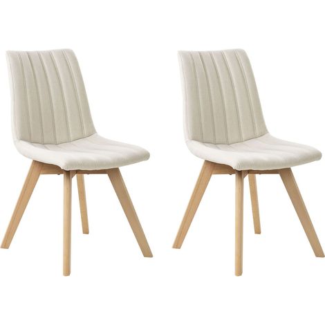 Set di 2 Sedie da Pranzo Tessuto bianco sporco e Gambe in Legno Calgary