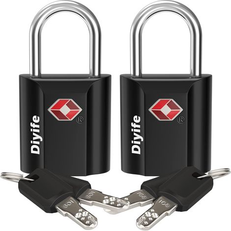 Cadenas Valise à Clé, Cadenas Valise Avion, 2 Pack, Noir  4 Clés, Mini Serrure de Voyage, Cadenas de Sécurité pour Valise, Sacoche de Bagage (1/5)