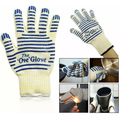 Gants en aramide isolants thermiques, anti-brûlure silicone, résistants haute température pour barbecue (1/5)