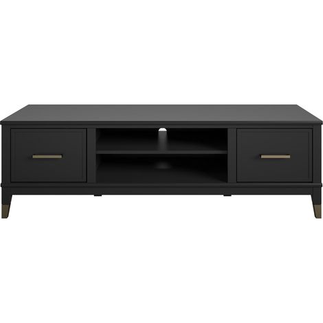 Westerleigh Meuble TV avec 2 portes en mélaminé noir (1/5)