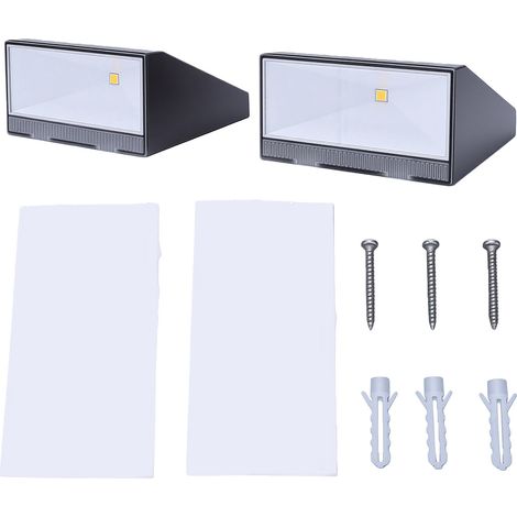 2 appliques solaires murales d'extérieur avec détecteur de mouvement à micro-ondes, étanches IPX5, 2 modes d'éclairage, autonomie de 6 à 12 heures pour jardin, terrasse, porche et garage. (1/5)