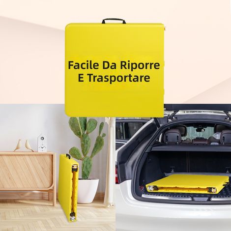 Tavolo pieghevole portatile 125 cm con maniglia, altezza regolabile per interni ed esterni, resistenza 135 kg, colore giallo, ideale per campeggio picnic feste (1/5)