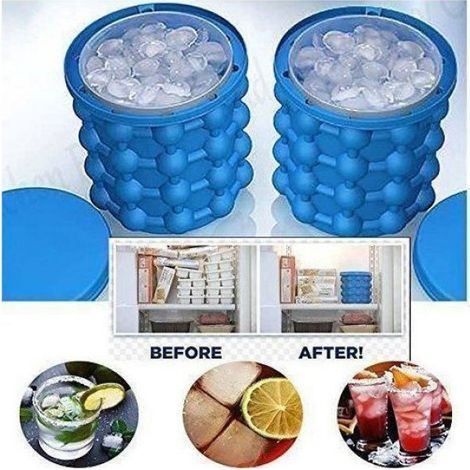 Moule à glaçons 2 en 1 - Ice Cube Maker Genie - Jusqu'à 120 glaçons - Silicone - Double chambre gain de place SEAU A GLACONS (1/5)