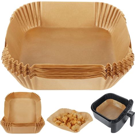 Lot de 50 feuilles de papier sulfurisé jetables pour friteuses à air chaud, compatibles avec COSORI et Ninja (non blanchies)-AquaForge (1/5)