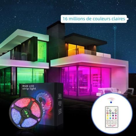 Ruban LED 10M, 2835 RGB Bande Lumineuse Multicolore Télécommande, Synchroniser avec la Musique, pour Noël, Maison, Mariage, (1/4)