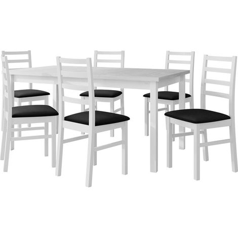 Conjunto de mesas y sillas para comedor Victorville 261, Blanco, 76x92x160cm, Diámetro: 0, Número de asientos: 4, Estilo: Contemporary