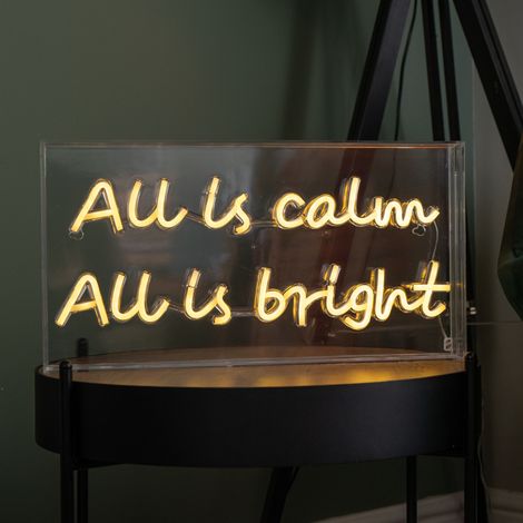 43cm Light up All is Calm Neon Flex Christmas Sign in Warm White (1/5)