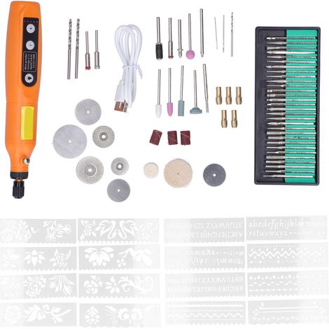Lot de 82 pièces Stylo Graveur Mini Rechargeable 5 Vitesses, Outil Électrique de Gravure DIY pour Fournitures Industrielles (1/5)