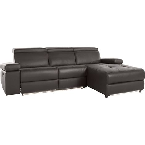 Rayland-Chaise longue Canapé 3 places droite avec fonction manuelle en cuirPU marron (1/5)