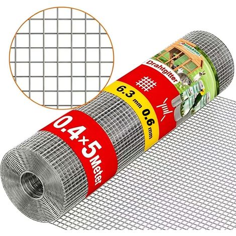 Welded Wire Mesh 0.4 m x 5 m 6.3 mm Thick 0.6 mm Steel Wire Fence for Animal Protection Cage Terrain (1/5)