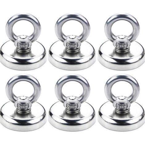 Crochets magnétiques Aimant Neodyme Crochets Magnétiques Aimants Aimant avec Crochet Puissant Force d’attraction de 40KG Diamètre 32 mm (6 Pack) (1/5)