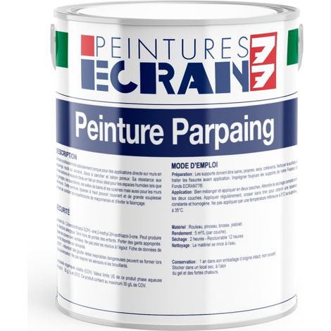 Peinture parpaing, bloc béton, agglo béton, peinture professionnelle opacifiante, sans odeur, mur intérieur, extérieur ECRAN77 ffffff 5 litres (1/2)