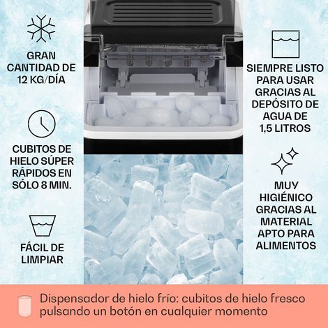 Klarstein Chillout Máquina de cubitos de hielo tipo bullet 12kg/24h tanque de agua de 1,5 litros color negro