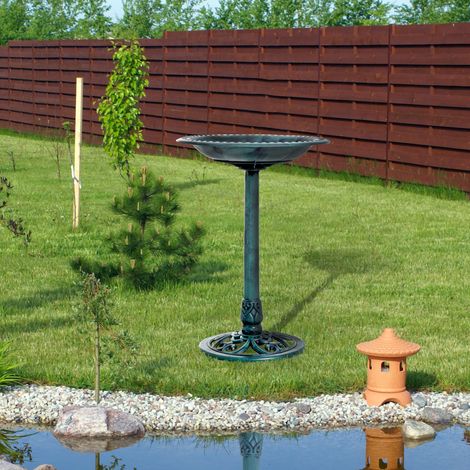 Bain d'oiseaux plateau de diamètre 50cm abreuvoir oiseaux extérieur sur pied hauteur 69,5 cm érugineux (1/5)