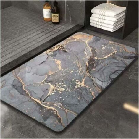 Tapis de bain antidérapant 50 x 80 cm – Diatomite absorbante – Couche en caoutchouc naturel – Doux et confortable pour salle de bain et cuisine (1/5)