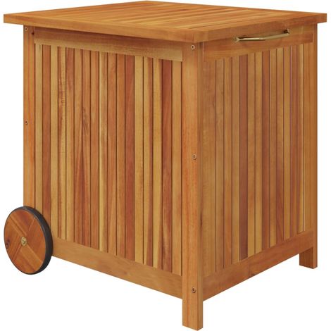 Cassetta portaoggetti per mobili da giardino con ruote 60 x 50 x 58 cm in legno di acacia 020013066