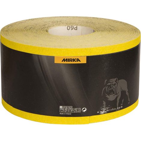 Mirka Yellow Carta abrasiva Rotolo di carta abrasiva / 115 mm x 50 m / P180 / levigatura di legno duro, legno dolce, vernice, stucco, plastica / 1 rotolo (1/5)