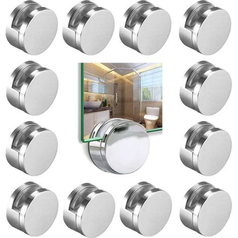 Lot de 12 fixations rondes pour miroir de salle de bain, support mural rond en alliage de zinc, fixation murale, charge maximale 15 kg (1/5)