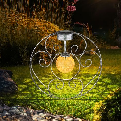 Solarlampe orientalische Glaskugel Dekoleuchte Gartenlampe Solar Solarleuchte Metall für Außen, Metall Glas, Erdspieß, 1x LED 0,06W warmweiß, LxBxH 30x8,5x41 cm