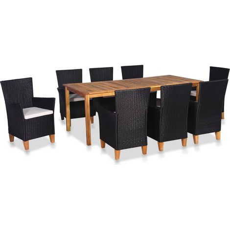 Set da Pranzo da Giardino 9 pz in Polyrattan Nero e Marrone vidaXL (1/5)
