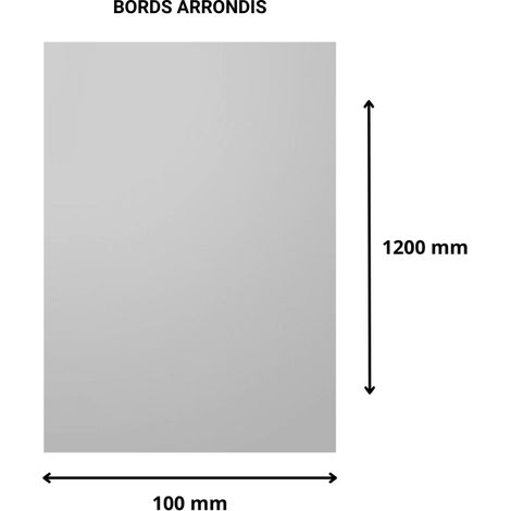 Plaque verre acrylique miroir 3 mm - 10 x 120 cm (100 x 1200 mm) - Verre synthétique - Bord arrondis - Plexiglass