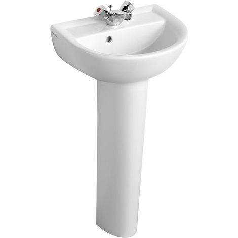 Armitage Shanks Sandringham 21 Basin with Full Pedestal 450mm Wide - 1 Tap Hole (1/4)