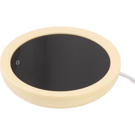 Chauffe-tasse électrique USB à pression par gravité, 55 °C, jaune, idéal pour le bureau.