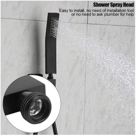 Badezimmer-Brausekopf mit Brause aus mattschwarz verchromtem Messing, Duschkopf G1/2 - Schwarz (1/4)