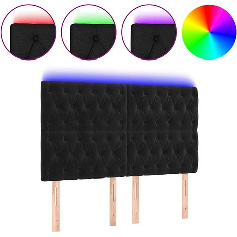 Maison Exclusive - Cabecero con luces LED terciopelo negro 160x7x (1/5)