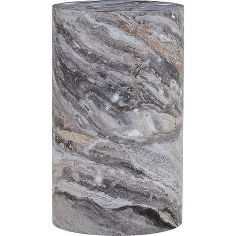 Table basse ronde en MDF avec surface effet marbre gris, 30 cm x 55 cm (1/5)