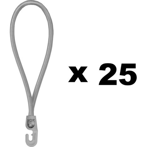 Gt Garden – Lot de 25 attaches rapides 25 cm – Noyau caoutchouc tressé polypropylène – Crochets en plastique – Pour fixation solide et durable