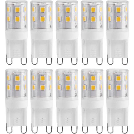 10 Ampoules LED G9 2W, Culot Céramique, Lumière Chaude 230V, pour Plafonnier et Applique Murale, Éclairage Maison (1/5)