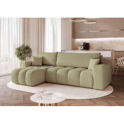 Ecksofa Schlafsofa Sofa ANABEL in Stoff Centaur Mintgrün Ottomane Links (1/5)