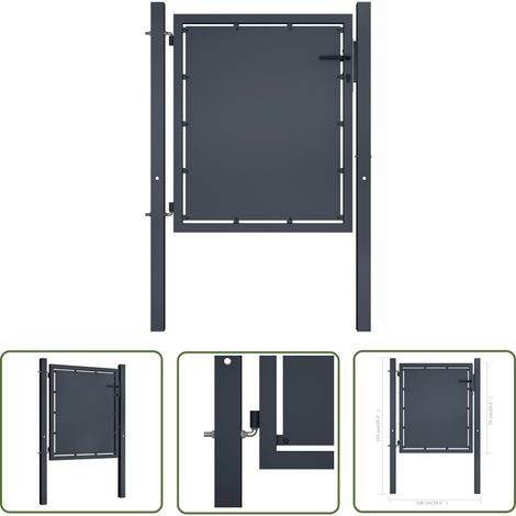 The Living Store Gartentor Stahl 100 x 75 cm Anthrazit - Gartentor - Stahltür - Zaunportal - Zaunteil - Einfahrtstor (1/4)