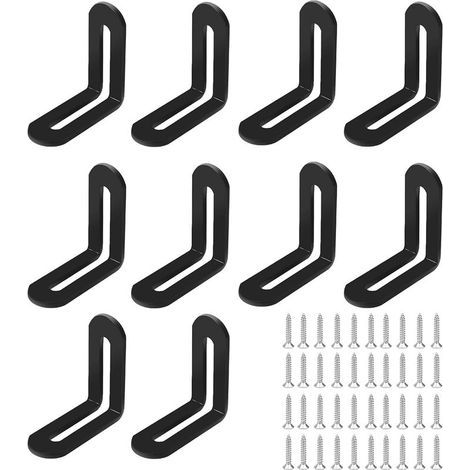 10 Pcs CornièRe Inox éQuerre à Angle Droit En Forme De L Fente D'Angle Noir Connecteur De Meuble éQuerre éTagèRe Murale 57x57x19mm, Pour Un Meuble Table Chaise BibliothèQue Armoires (1/5)