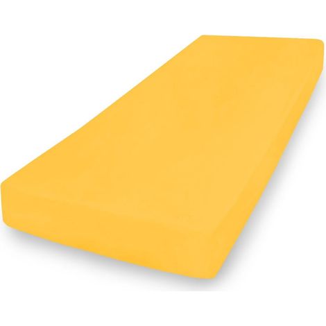 Lenzuolo con angoli in jersey di alta qualità 110x190, 120x200x20, giallo05, opaco (1/5)