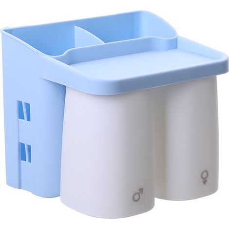 Adsorption magnétique inversé porte-brosse à dents mural salle de bain nettoyant support de rangement salle de bain(bleu) (1/5)