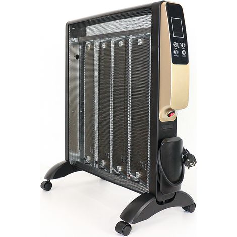 Radiador de mica Abrigo 2000W blanco/negro  4 elementos, 2 potencias, sistema antivuelco, protección sobrecalentamiento Negro  Negro (1/5)