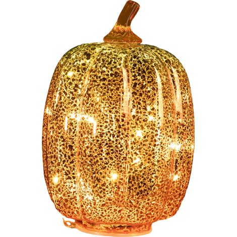Zucca con LED luminosi verde e arancio decorazione natalizia -15 x h 14.5 cm (1/5)