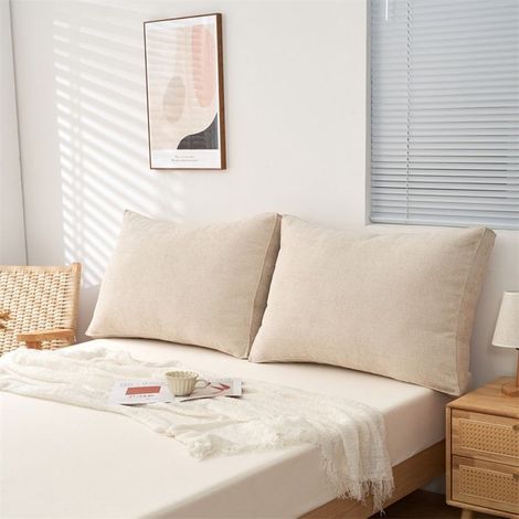 1 Piece Coussin de lit épais pour tête de lit, 60cm dossier canapé modulable, appui-dos fenêtre, housse amovible lavable,Beige (1/5)
